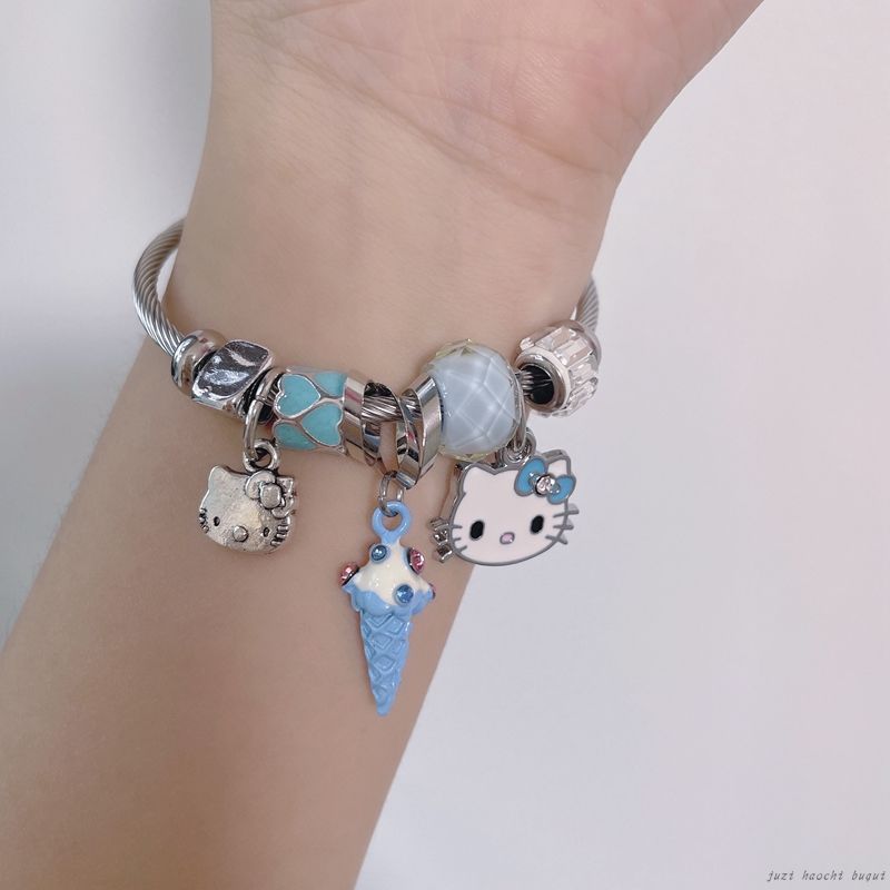 Wholesale crystal cute cat metal bracelet JWE-BT-GSXINY058