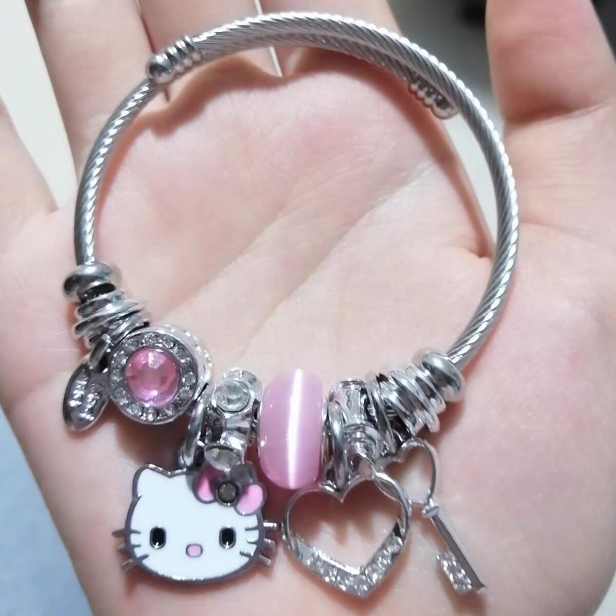 Wholesale crystal cute cat metal bracelet JWE-BT-GSXINY058