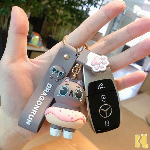 Wholesale Cute and well-behaved cat PVC keychain JWE-KC-JG084