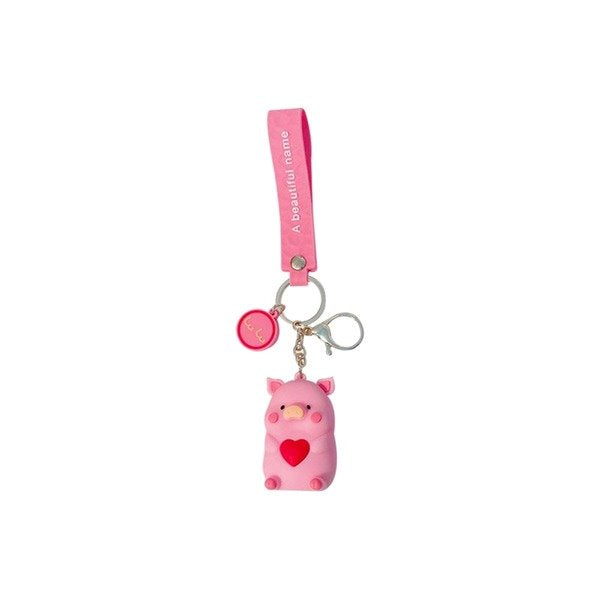Wholesale Cute little pink pig PVC keychain JWE-KC-JG079