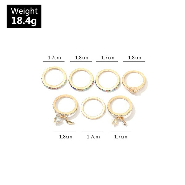 Wholesale gold alloy geometric color-encrusted diamond sun moon set ring JWE-RS-e030