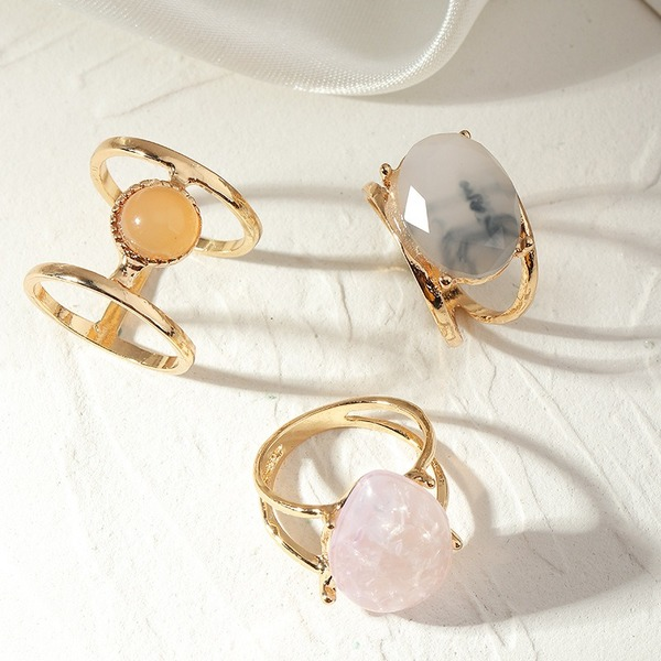 Wholesale gold alloy geometric colored resin ring JWE-RS-e069