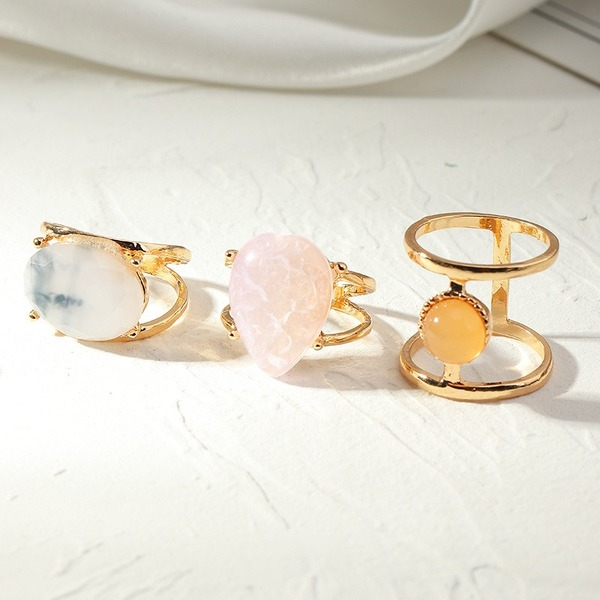 Wholesale gold alloy geometric colored resin ring JWE-RS-e069