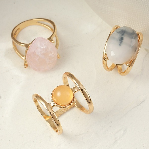 Wholesale gold alloy geometric colored resin ring JWE-RS-e069