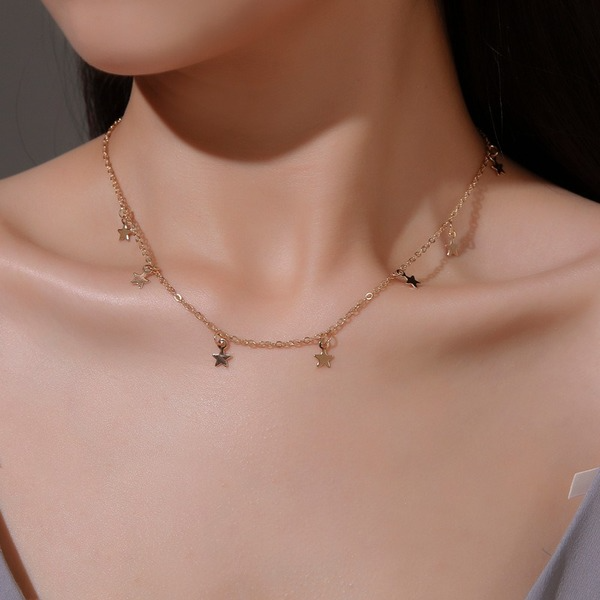 Wholesale gold alloy pentagram necklace JWE-NE-A305