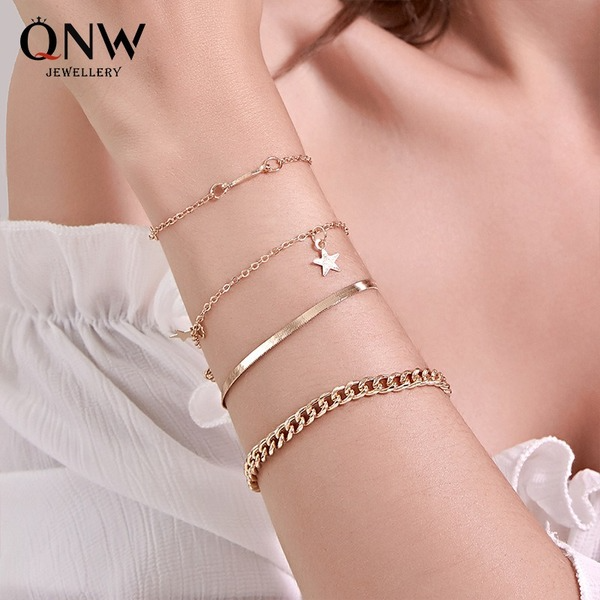 Wholesale gold alloy Pentagram set Bracelet JWE-BT-D514
