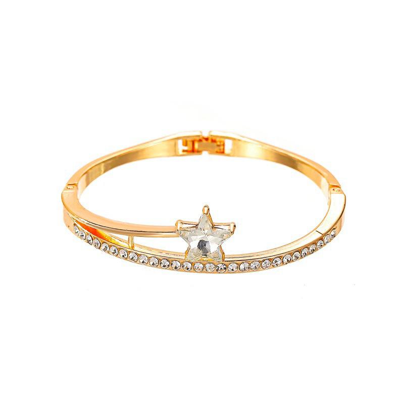 Wholesale gold alloy Pentagram Zircon Bracelet JWE-BT-D504
