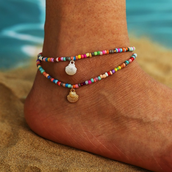 Wholesale gold Bohemian style colorful Beaded Anklet JWE-AS-F326