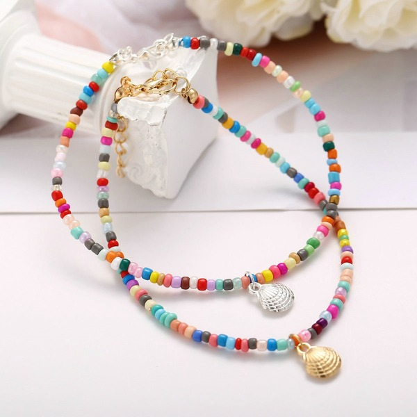 Wholesale gold Bohemian style colorful Beaded Anklet JWE-AS-F326