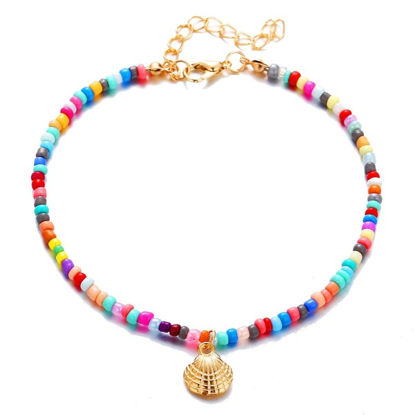 Wholesale gold Bohemian style colorful Beaded Anklet JWE-AS-F326
