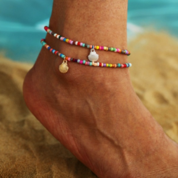 Wholesale gold Bohemian style colorful Beaded Anklet JWE-AS-F326
