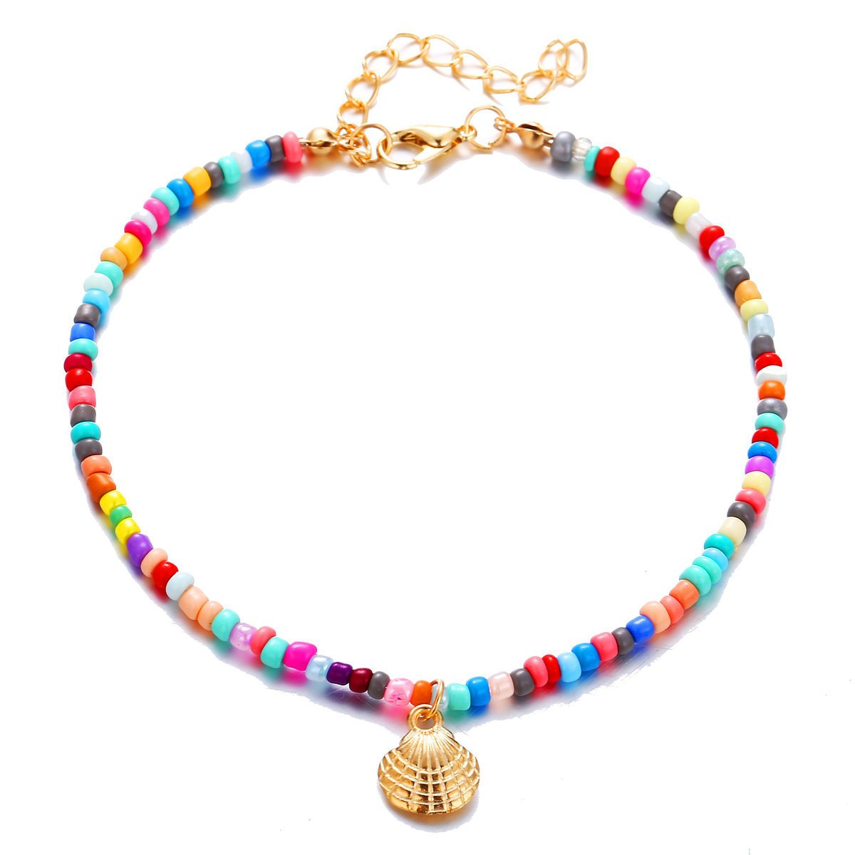 Wholesale gold Bohemian style colorful Beaded Anklet JWE-AS-F326