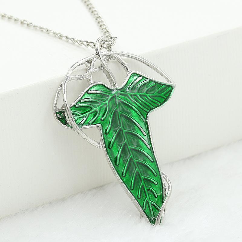 Wholesale green alloy leaf brooch pendant JWE-NE-D617