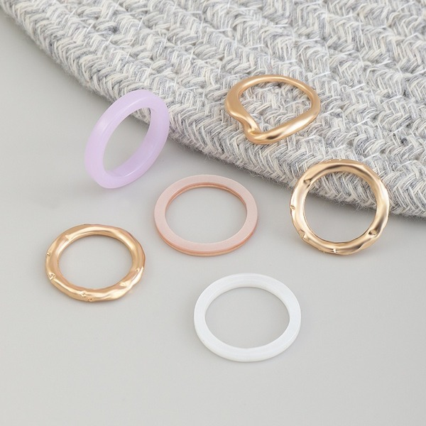 Wholesale hawksbill color alloy resin irregular ring JWE-RS-e067
