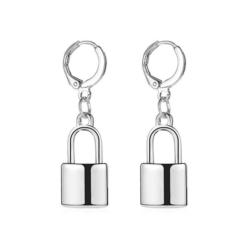 Wholesale lock pendant earrings JWE-ES-D536