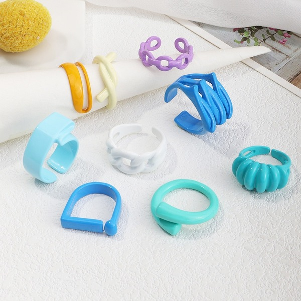 Wholesale macaroon candy color J metal irregular ring JWE-RS-e048