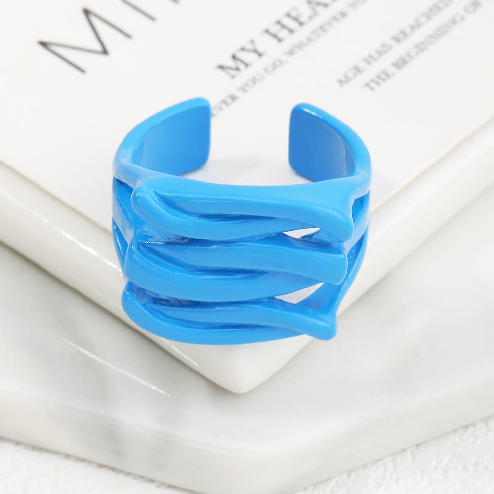 Wholesale macaroon candy color J metal irregular ring JWE-RS-e048