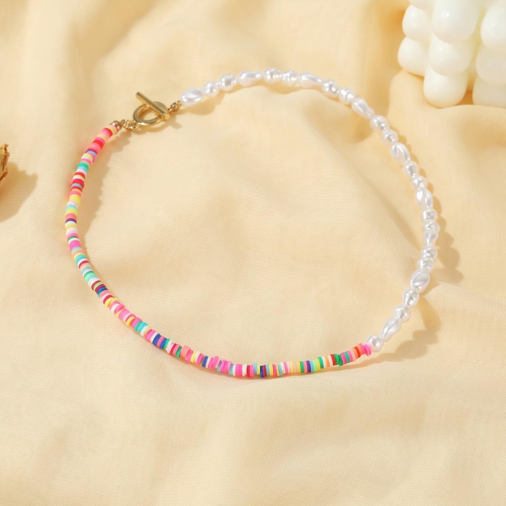 Wholesale Necklace color soft pottery pearl chain JWE-NE-D579