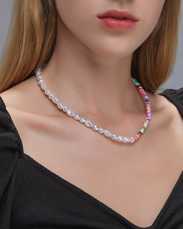 Wholesale Necklace color soft pottery pearl chain JWE-NE-D579