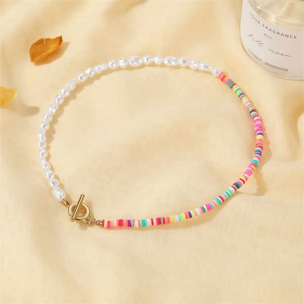 Wholesale Necklace color soft pottery pearl chain JWE-NE-D579
