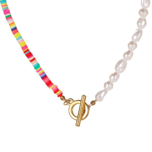 Wholesale Necklace color soft pottery pearl chain JWE-NE-D579