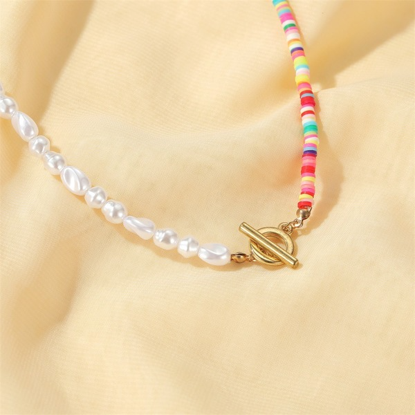 Wholesale Necklace color soft pottery pearl chain JWE-NE-D579