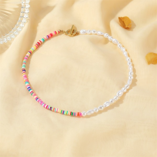 Wholesale Necklace color soft pottery pearl chain JWE-NE-D579