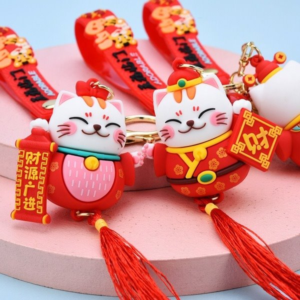 Wholesale resin lucky cat keychain JWE-KC-WS042