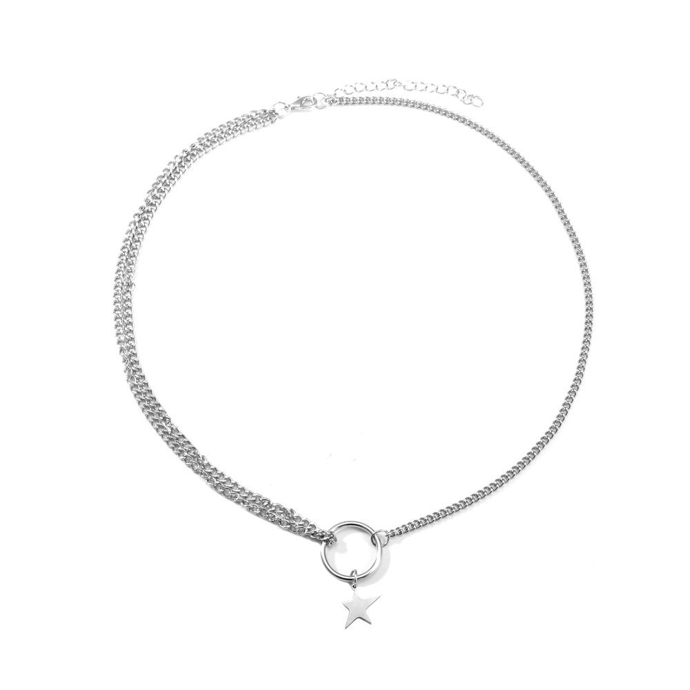 Wholesale silver alloy pentagram necklace JWE-NE-D618