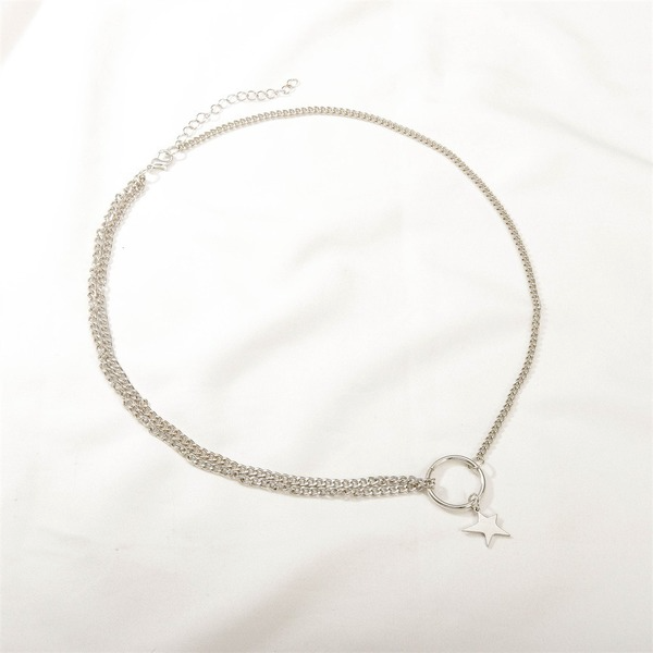 Wholesale silver alloy pentagram necklace JWE-NE-D618