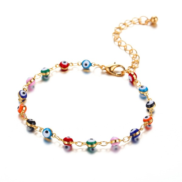 Wholesale vintage bohemian style color eye anklet JWE-AS-F325