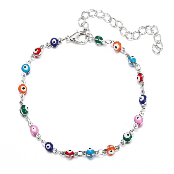 Wholesale vintage bohemian style color eye anklet JWE-AS-F325