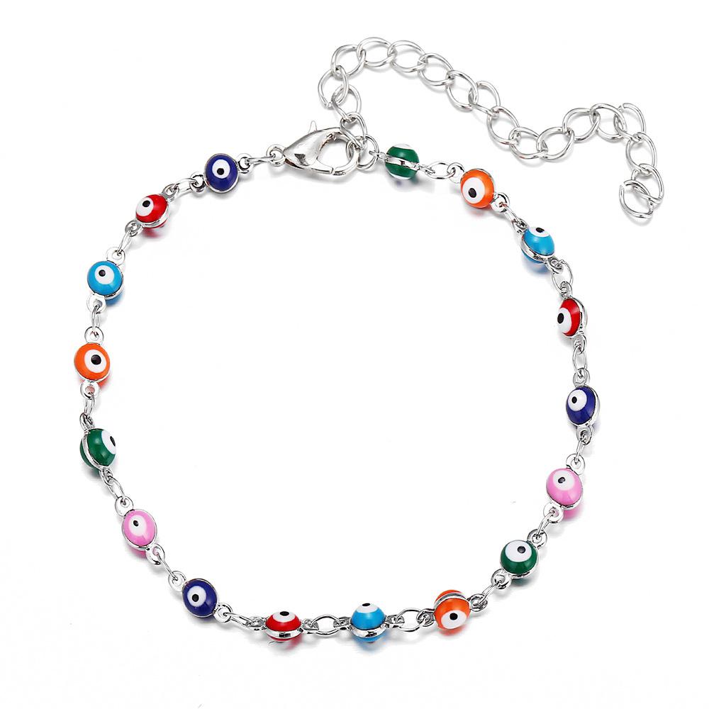 Wholesale vintage bohemian style color eye anklet JWE-AS-F325