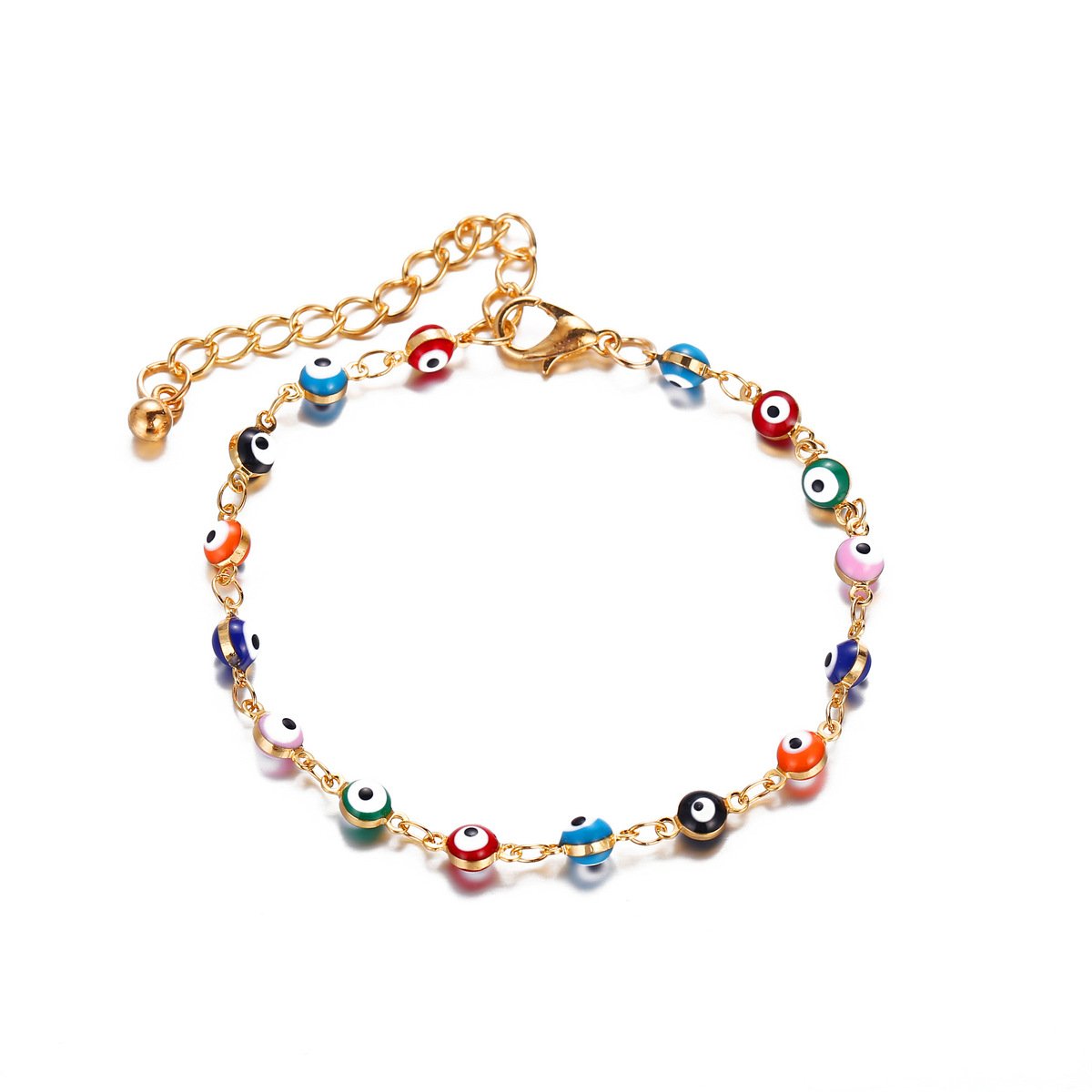 Wholesale vintage bohemian style color eye anklet JWE-AS-F325