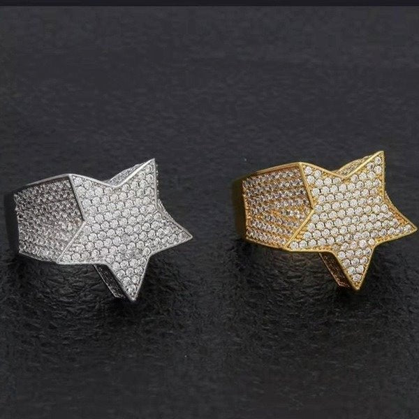Wholesale Zircon Pentagram Metal Rings JWE-RS-WN103