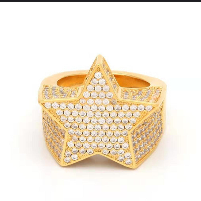 Wholesale Zircon Pentagram Metal Rings JWE-RS-WN103