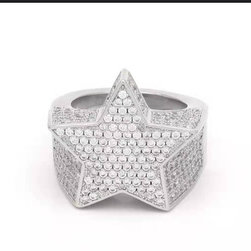 Wholesale Zircon Pentagram Metal Rings JWE-RS-WN103